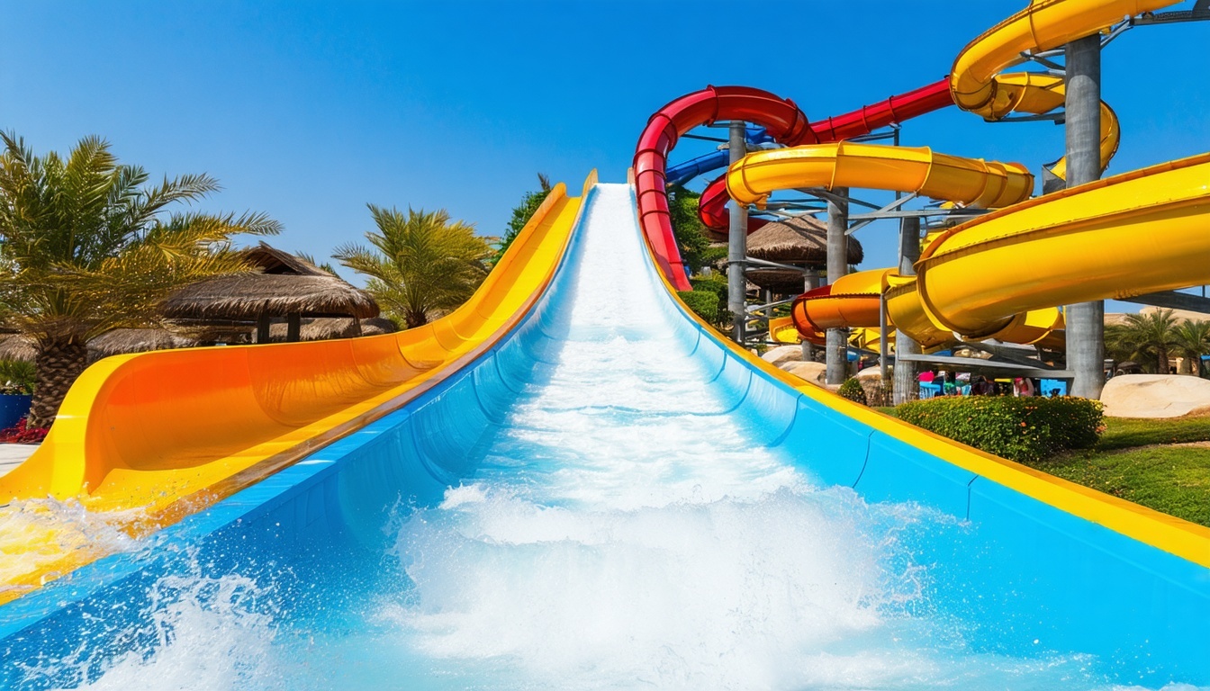 Thrilling water slides at Water Park Dubai
