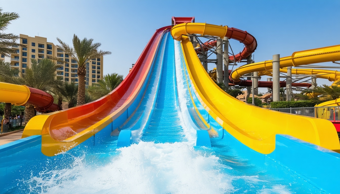 Exciting water slides at Dubai Water Park